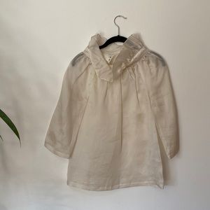 Loeffler Randall Sheer Ruffle Collar Ivory Top